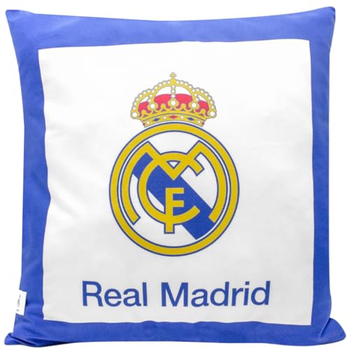 ms móvil shop Cojín Cuadrado del Real Madrid CF con Escudo para Sofá Cama, Silla 40 x 40 cm | Producto Oficial