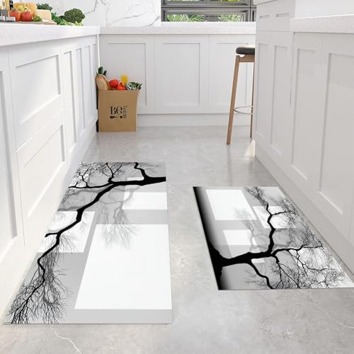 Tapis cuisine antidérapant lot de 2 lavable devant évier style abstrait