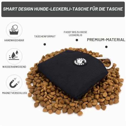COOWONE Leckerli-Tasche mit magnetischer Öffnung für Hündchen-Leckerli-Snack-Taschen Hundeleckerli-Trägerhalter mit Clip (Schwarz)