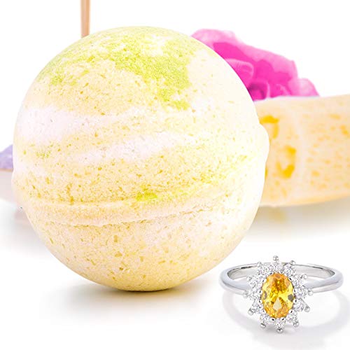 Bauble Bomb's Pina Colada Jewelry Surprise Deluxe X Large 9 oz Bath Bomb Fizzies Made in USA, Cruelty Free! Ring Size 05