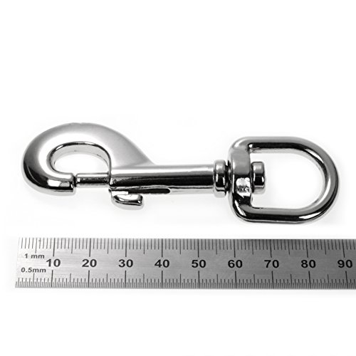 Ganzoo Karabiner-Haken mit Drehgelenk L: 90 mm, Bolzenkarabiner für Hunde-Leine, 2 Stück, Wirbelkarabiner, für Paracord 550 Hundehalsband, legierter Stahl, Schnapp-Karabiner Drehkopf, Farbe: Silber