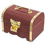 ifundom Alcancía Multifunción Vintage Cerradura, Caja de Almacenamiento Pequeña de Madera (14,5x10x9,5 Cm), Hucha Decorativa para Ahorrar Dinero y Guardar Objetos Hogar