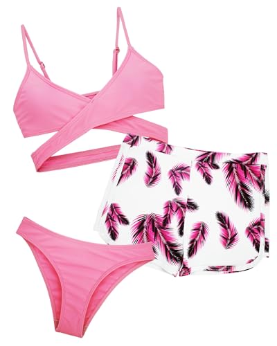 Bikini fille avec short Happy Cherry, l'ensemble parfait pour les vacances d'été des ados