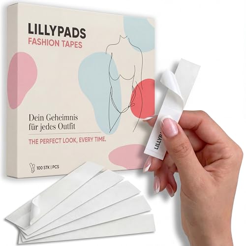 Lillypads Fashion Tape Hautkleber für Kleidung sichert Ausschnitte & offene Styles transparentes doppelseitiges Klebeband 100 Stück