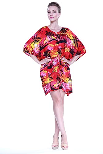 Image of Hawaii Hangover Family Matching Hawaiian Clothes, Sunset Red | Family matching Hawaiian outfits, Sunset Red, lightweight rayon, machine washable, tropical floral print, luaus, cruises