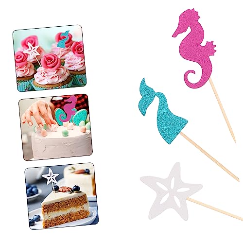 Luxshiny 24 Peças Inserção De Bolo Com Glitter Palhetas De Bolo De Chocolate Palito De Cupcake Toppe