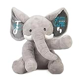Custom Baby Birth Stats Elephant Stuffed Animal - Personalized Birth Announcement Plush Elephants for New Baby Newborn Boy Girl, Customized Keepsake Baby Shower Gifts, Gray 15 Inches