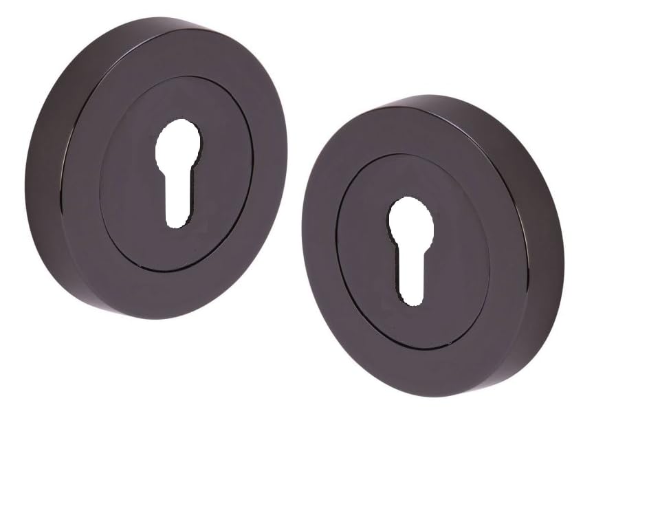 Golden Grace Door Key Hole on Round Rose in Black Nickel Finish, Escutcheon with 3 Lever 5 Lever Lock Keys