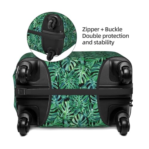 Monstera Leaves Print Luggage Cover For Suitcase,Washable Elastic Travel Suitcase Protector With Zipper Closure And Bottom Buckle – Fits 18-32" Luggage-Small2