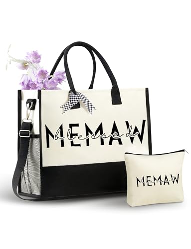 InnoBeta Memaw Gifts for Grandma, Canvas Tote Bag on Christmas or Birthday & Mother's Day, Tote with...