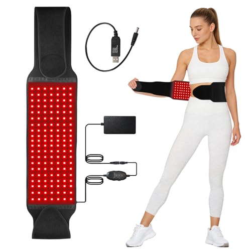 Red Light Belt 140 LEDs 660nm Red & 850nm Near Infrared Light Wrap Belt with 6 Time Settings 5 Brightness Levels 2 Light Modes for Legs Back Waist Shoulders