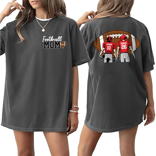 Personalized Football Mom Shirts Custom Name & Number Game Day Gifts for Women Mama Grandma