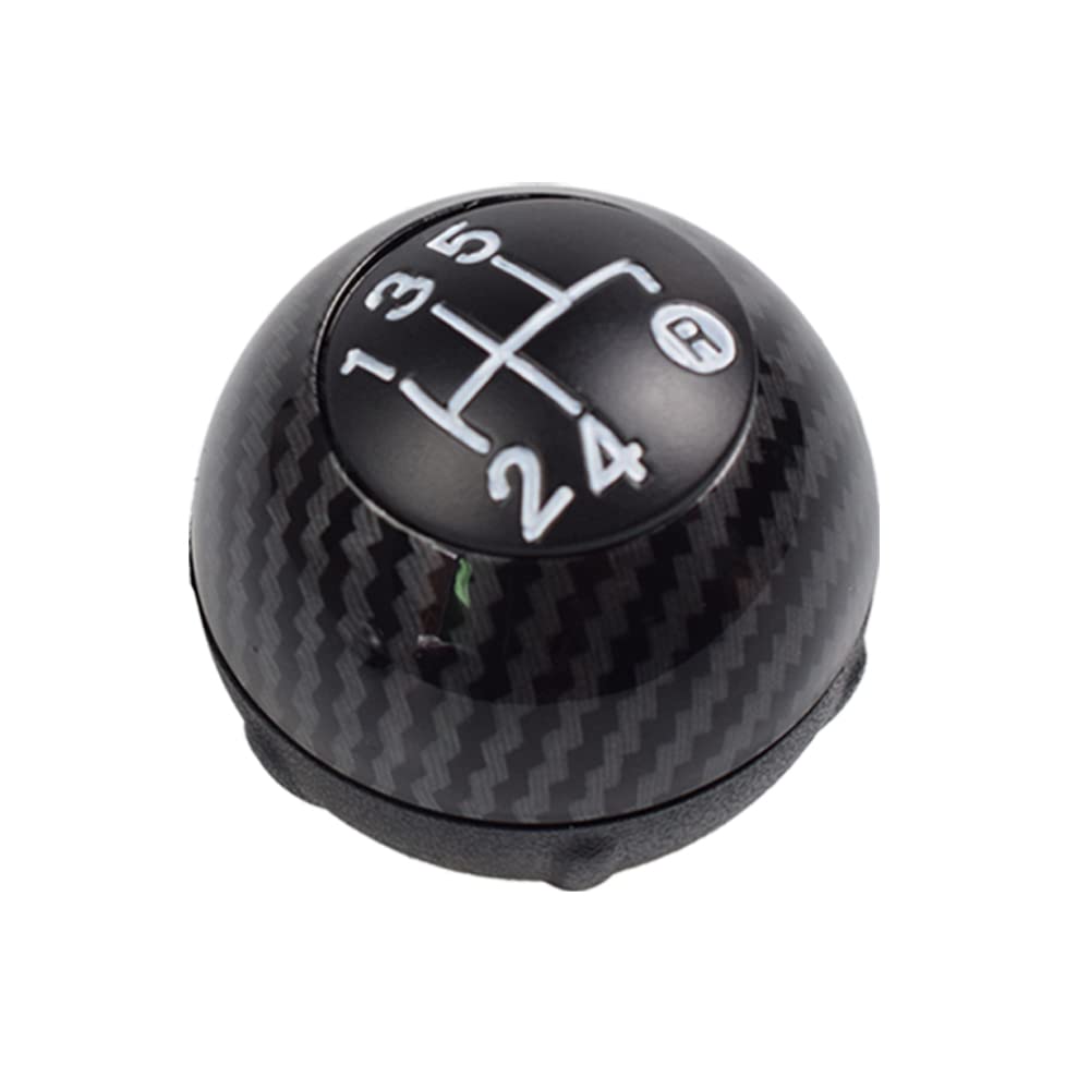 Hacreyatu Carbon Fiber Car Accessories Manual 5/6 Speed Transmission Inner Gear Shift Knob Replacement For Fiat 500 2012-2018 (5 Speed, )