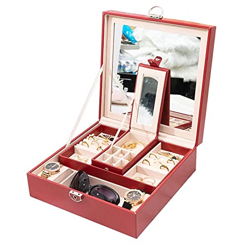 Boîte de rangement en cuir pour bijoux bicolore aux finitions premium
