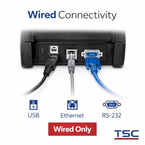 Image of TSC TH340 Desktop Barcode Label Printer | 300 DPI | Thermal Transfer & Direct Thermal | USB, RS-232 & Ethernet | for Amazon & Shipping Labels
