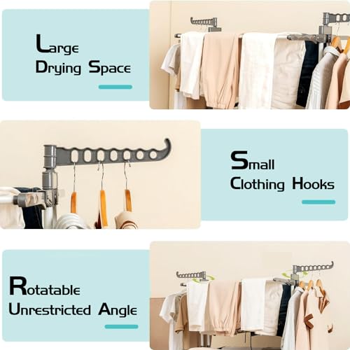 Large Clothes Airer, Clothes Drying Rack, 4-Tier Collapsible Laundry Rack Stand Garment Drying Station with Wheels and 2 Hooks, Easy Assembly, Indoor-Outdoor Use, for Bed Linen, Clothing, Socks, Grey - Image 5