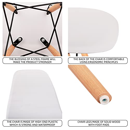 Echoamo Dining Chairs Modern Kitchen Chairs Shell Side Chairs, Beech Wood Legs, Chairs For Kitchen, Dining Room, Bedroom, Living Room, Set Of 4 (B-Black) (Black) #TOP4