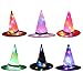 Produktbild Gobesty Halloween Hexenhut Leuchtender, 6 Stück Halloween Hut Hexenhut Kinder mit LED-Lichterketten Hexe Hüte für Hexenkostüme, Karneval, Cosplay Motto Party, Weihnachten Dekorationen