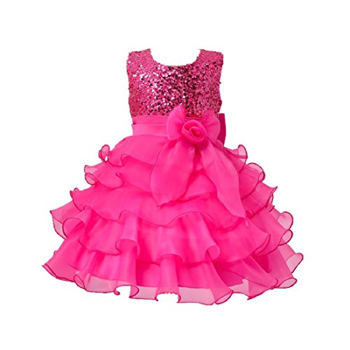 Image of Girls Princess Knitted Sequins Tissue Net Dress Children's Christma Clothing Unicorn Baby Kids Birthday Knee Length Frock
