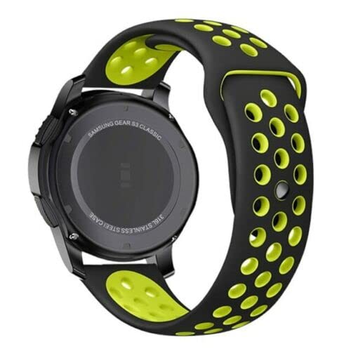 Compatible For Garmin Approach S40/S12/Forerunner 245/F55/645 /Vivomove HR/Luxe/Style/Venu/Venu SQ/Vivoactive 3/Music/Strap Silicone Fitness Wrist Smart Watch Band Sports Breathable (Black/Yellow)