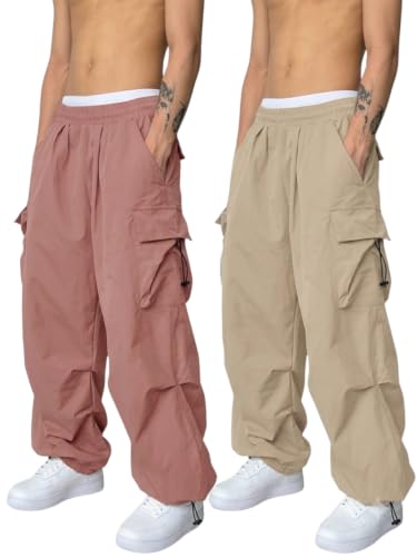 Image of GRECIILOOKS Men's Cargo Pants | 4 Pocket Cotton Cargo Joggers for Men | Loose Fit Stylish Pant with Pockets | Casual Baggy Trousers & Streetwear Lower