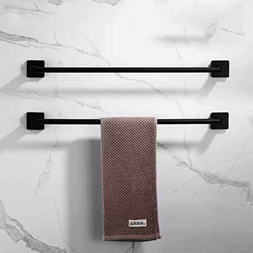 Barre de serviette simple noire 80 cm porte-serviette mural carré - 5