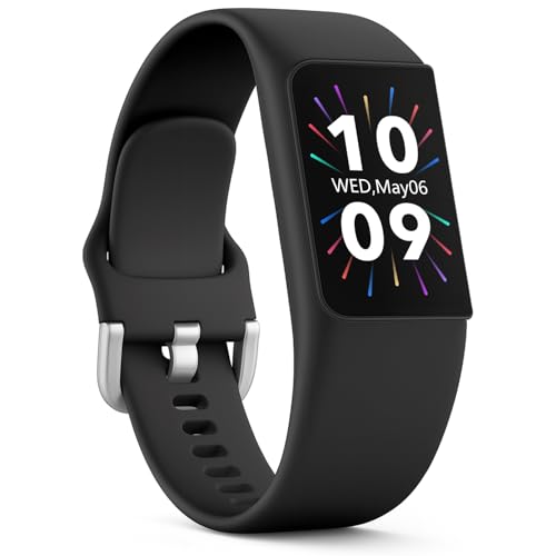 FITVII Fitness Tracker, Slim AMOLED Fitness Watch 2025 with 24/7 Heart Rate, Blood Pressure, Blood Oxygen, Stress Monitor, Step Calorie Counter, IP68 Waterproof Smart Watch for Women Men