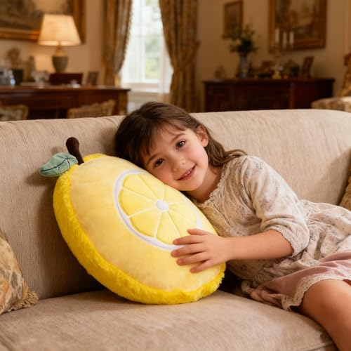 Image of Lemon Plush Pillow Cute Fruit Stuffed Animal Soft Plushie Snuggly Hugging Pillow Toy Gifts for Kids Brithday Lemon Lover and Christmas 12.6 Inches (Yellow)
