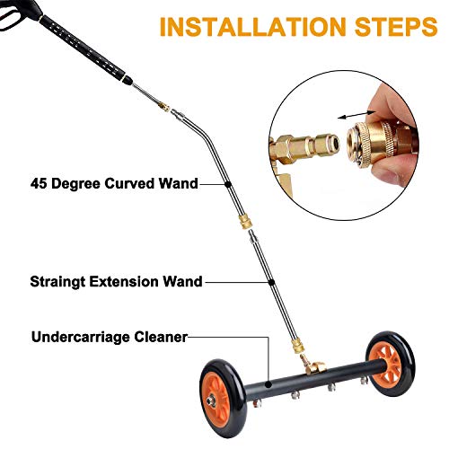 WARMQ 2-in-1 Pressure Washer Undercarriage Cleaner Water Broom, 16