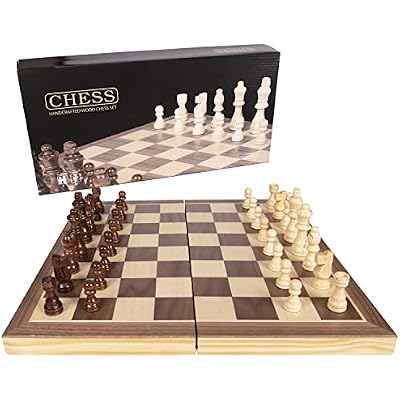 Kangaroo Premium Wooden Chess Set, 11'' Chess Board Game with Wooden Storage Box & Magnetic Chess Closure, Folding Luxury Chess Set, Travel Chess Sets for Adults & Kids, Chess Sets for Adults, Kids