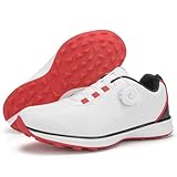 [OKEPIA] ゴルフシューズ メンズ 大きいサイズ 防水 スパイクレス ゴルフトレーニングシューズ ダイヤル式 ボア 軽量 人気 スニーカー レザー 滑り止め 幅広 練習靴 プロ おしゃれ カジュアル 通気性 厚底 スポーツ 24.5~30cm (ホワイト, 大人, 29.0 cm, 数値, 日本の靴のサイズ寸法)