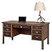 Rustic Half Pedestal Executive Desk Wood Office Desk Fully Assembled Brown