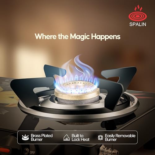 Image of 2 Burner Digital Glass Top Gas Stove | Manual Ignition | Floral Crystal Design | ISI Certified | High Efficiency Burners | Durable & Easy Clean Modern Kitchen Stove