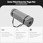 BalanceFrom GoCloud 71x24 Inches Extra Thick Yoga Mat 1-Inch High-Density Foam – Roll-Up Exercise Pad with Double-Sided Non-Slip Surface and Carrying Strap for Pilates and Home Workouts - Image 3