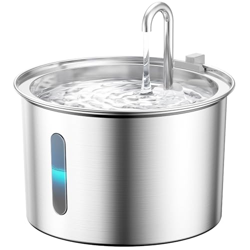 oneisall Katzenbrunnen Edelstahl, 2L Trinkbrunnen für Katze, Extrem Leiser Katzen Trinkbrunnen mit Wasserstandsfenster, katzentrinkbrunnen mit 3 Filtern, Spülmaschinenfest, LED Licht oneisall Katzenbrunnen Edelstahl, 2L Trinkbrunnen für Katze, Extrem Leiser Katzen Trinkbrunnen mit Wasserstandsfenster, katzentrinkbrunnen mit 3 Filtern, Spülmaschinenfest, LED Licht