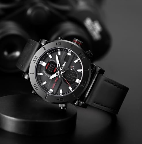 Image of V2A Alloy Case and Genuine Leather Band Analog Digital Fashion Watch for Men Men's Watch | Gifts for Men