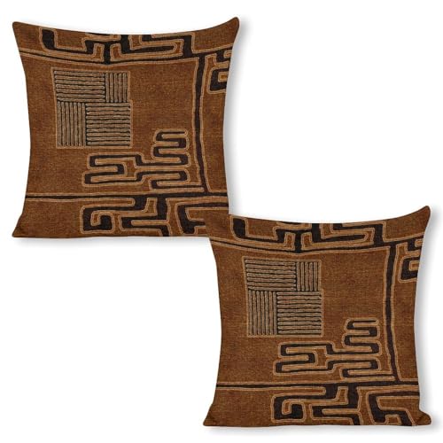 Kuba Cloth Print Natural, Soft, Breathable, and Moisture Absorbing Linen Pillowcase 18