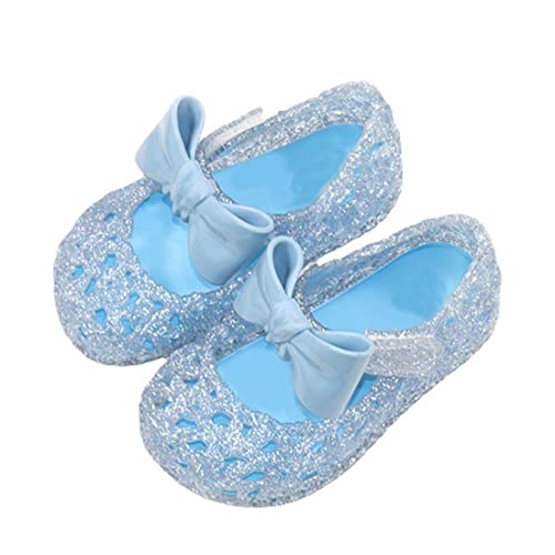 YIBLBOX Jelly Shoes for Girls Glitter Princess Flat Cosplay Mary Jane Sandals with Bow