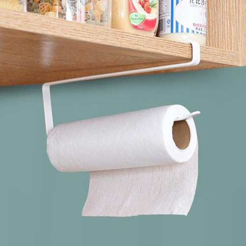 حامل فوط ورقية، حامل لفة تحت الرف، بدون ثقب مع موزع معدني مقاوم للصدأ، يوضع فوق الباب والحمام والمطبخ ومنظم ورق التواليت (Rm-480)