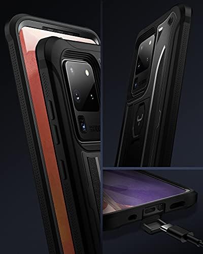 YOUMAKER case for Galaxy S20 Ultra 5G 6.9 inch Built-in Screen Protector with Kickstand Full Body Heavy Duty Shockproof Rugged Bumper Dual Layer Protector Rugged Phone Cover-Black