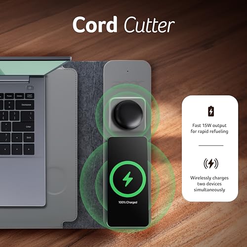 Image of Acer ChargeMate 4-in-1 Wireless Charging Laptop Sleeve for 13 inch - 16 inch Laptops | Fast Charging Pad for Phone & Earbuds | Mousepad | Height Adjustable Flap | Magnetic Closure | Waterproof (Grey)