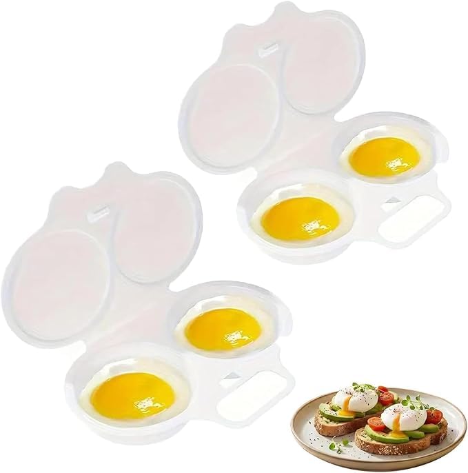 Microwave Egg Poacher, Dual Cavity Microwave Egg Poacher With Lid & Handle