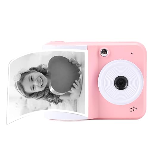Instant Print Camera for Kids, 48MP 1080P Kids Camera Instant Print with 3 Rolls Print Paper, for Boys & Girls (Pinkish)