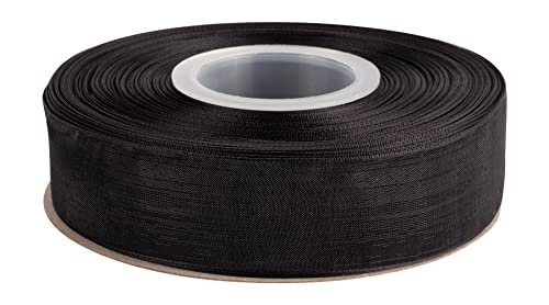 TEKDEERE 25mm Sheer Organza Ribbon,Black Shimmer Chiffon Ribbon for DIY Crafts Wedding Party Decorations Gift Wrapping Bridal Bouquets (45M) - Image 2