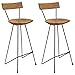 Goliraya Lot de 2 Tabourets de Bar en Bois de Teck Massif Solide et Durable Style Rustique 40 x 40 x 96 cm