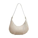 レディース PU ショルダー メッセンジャー バッグ テクスチャード垂直ストライプ クロスボディ バッグ 旅行 ショッピング 日常使用, ホワイト