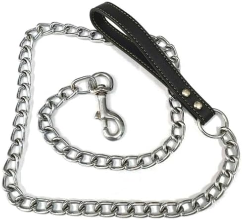 Chain Dog Lead with Handle Fit for Chain Type Dog Walking Leash(Brown) — view 3