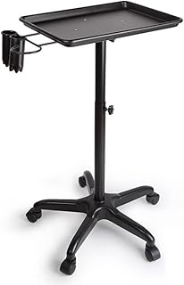 Quiltern Carro de peluquería con ruedas, con bandeja extraíble, color negro