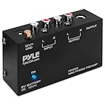 Pyle Phono Turntable Preamp - Mini Electronic Audio Stereo Phonograph Preamplifier with 9V Battery Compartment, DC 12V Power Adapter, RCA Input/Output & Low Noise Operation (PP555), 6X6X6