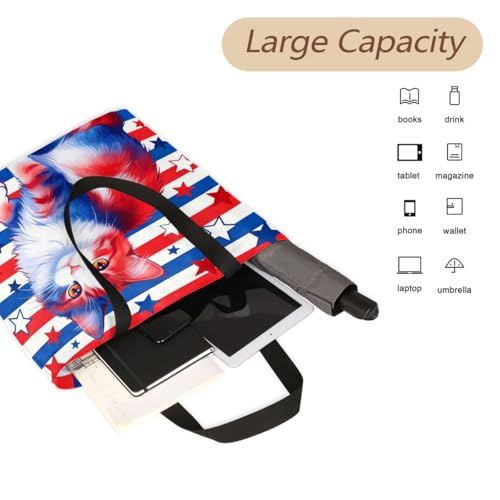Bolso Tote Patriótico de Lona con Cremallera para Mujer miniatura 5